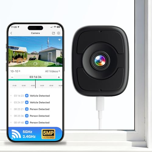 5MP 3K Window Cameras for Home Security, 2.4G 5G WiFi Safeview Window Security Camera with Night Vision Full Color, AI Person & Car Detection, 2 Way Talk, 24/7 Recording, 60S Easy & Quick Install