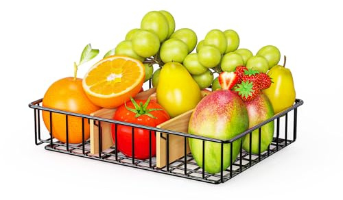 NANAGIFTREE Fruit Basket for Kitchen Countertop, Fruit Bowl with 3 Compartments, Kitchen Organizer for Fruits, Vegetable, and Snack Storage