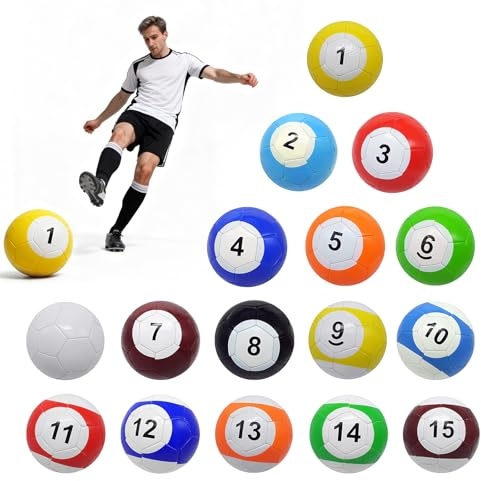 Zertylre 16 Teiliges Leder FußBall Pool Kick Billard Set, Sportspiel FüR Erwachsene, FüR HinterhofräUme, AußEn- Und Innenbereich