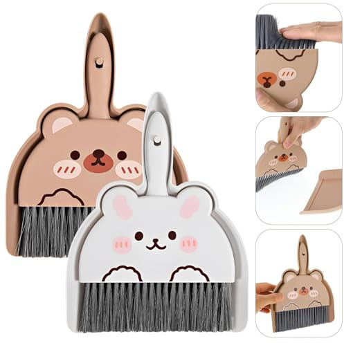 Mini Pelle et balayette,Suuwwn 2 PCS Mini Balai et Pelle à Poussière Portable avec Brosse Durable et Légère pour Nettoyage de Bureau