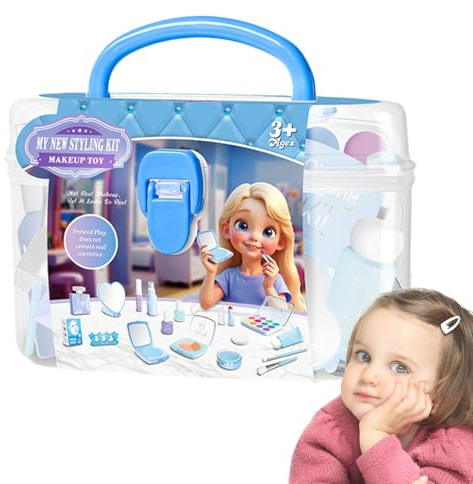 Schminkset für Kinder: Princess Kosmetikset, tragbares Schminktisch-Set, kreative Kollektion von Rollenspielen, weiches und hautfreundliches Design, Innenspaß für Mädchen
