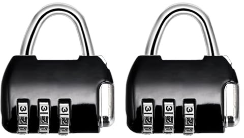 xiluuyou Cadenas Code 3 Chiffres, Cadenas à Combinaison, Cadenas de Sécurité Résistant Aux Intempéries pour Casier, Valise, Garage, Portail, École, Alliage de Zinc (Noir, 2 Pièce)