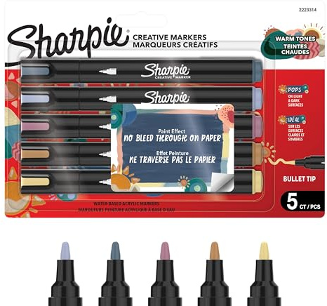 Sharpie Creative Marker Acrylic Paint Pens | Bullet Tip Water-Based Paint Markers | Orange | No-Bleed Ink Writes on Most Surfaces | Crafting & Art Supplies | 6 Count