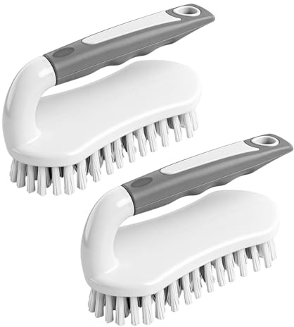 Muzhu 2 Pack Scrubbing Brush: Heavy-Duty Scrub Brushes, Household Cleaning Tools, Stiff Bristles Cleaning Brush for Bathroom, Carpet, Kitchen, Tubs, Walls, Floors, and Tiles
