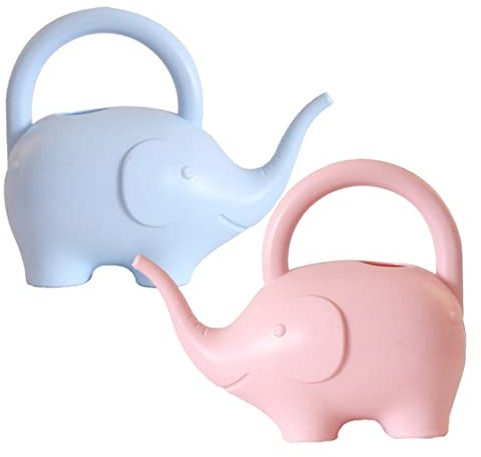 Ameble Regaderas para niños Elefante Lindo Regadera pequeña Hervidor para Plantas de Interior y Exterior 2PCS Lata para niños, Maceta, Lata Interior, Elefante, regadera pequeña