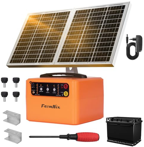 48km Solar Elektrozaun mit Akku, 6kV-12KV Schäferhund Elektrisch Controller, 0,3-1,5J Elektrischer Zaun für Hirtentierzucht, Bauernhof, Weide, Garten