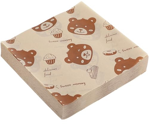 Beavorty 500 Stück Fettdichtes Sandwichpapier 15x15cm aus Lebensmittelechtem Papier mit Cartoon Motiven Einlagen für Lebensmittelkörbe Backpapier für Burger Pommes und Snacks