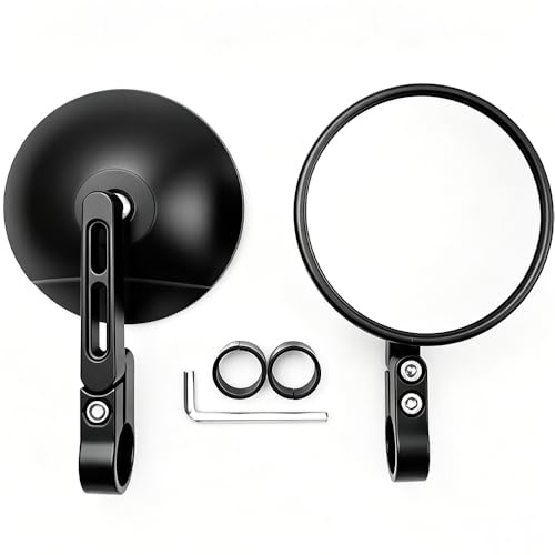 2 Stück E24 Motorrad Spiegel, Universale 360° Drehbare Lenkerendenspiegel, Motorradspiegel Kompatibel 22mm & 25mm Lenker für Meisten Motorrädern, ATV, Scooter, Roller