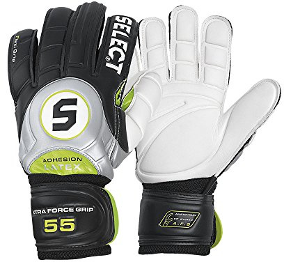 SELECT 55 - Guanto da Portiere Extra Force, Colore: Nero/Grigio, Unisex - Adulto, 55 Extra Force Grip, Nero/Grigio, 8 1/2