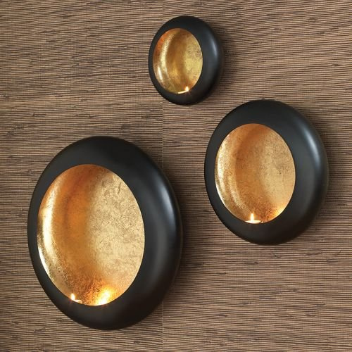 Global Views Harvest Moon Wall T-LITE Holder, Medium, Black/Gold