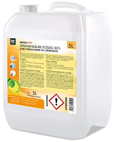 2 x 5 Liter Zitronensäure 50% flüssig - in handlichen 5L Kanistern - Technische Qualität