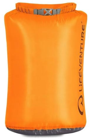 Lifeventure Ultralätt 15 liter torrväska, silikoniserat rivstopptyg med helt tejpade sömmar lätt vattentät torr säck för kajakpaddling camping vandring resor båtliv vattensport, orange