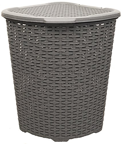 Eckkorb XXL Wäschekorb Wäschebox Wäschetruhe Wäsche Rattan Kunststoff praktisch (Grau)