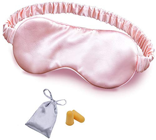 OLESILK Schlafmaske aus Seide, Augenmaske mit doppellagiger Seidenfüllung und elastischem Band für vollen Schlaf, Reisen und Nickerchen, weiche Augenabdeckung, Augenschutz mit luxuriöser Tasche und
