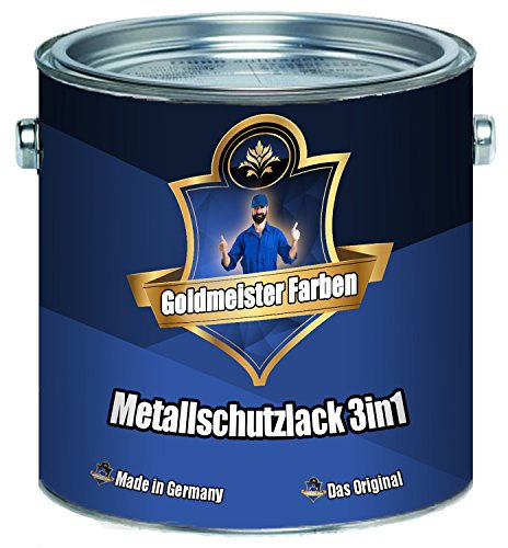Goldmeister Farben Metallschutzlack 3in1 hochwertige Metallschutzfarbe 3-in-1 Metallschutz-Lack für Innen Außen von Metall Eisen Zink Aluminium Stahl (1 L, Hellelfenbein (RAL 1015))