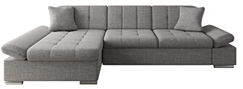 Mirjan24 Ecksofa Malwi mit Regulierbare Armlehnen Design Eckcouch mit Schlaffunktion Bettkasten L-Form Sofa vom Hersteller Couch Wohnlandschaft (Lawa 05, Ecksofa: Links)