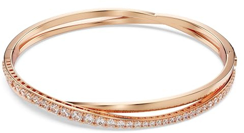 Swarovski Hyperbola Bangle Bracelet with Clear Crystals on a Rhodium Finished Setting, Size One