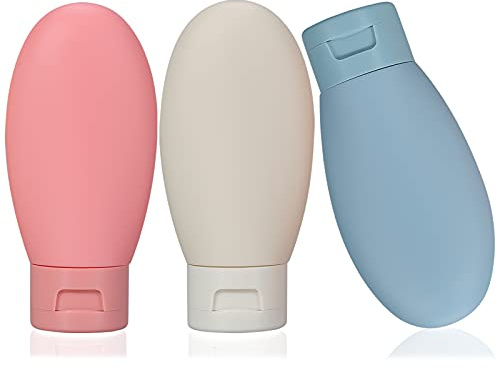 3 Pcs Travel Bottles Set,60ML Travel Bottles & Containers,Small Mini Empty Plastic Squeeze Bottles for Travel Toiletries,Shampoo and Conditioner with Storage Bag