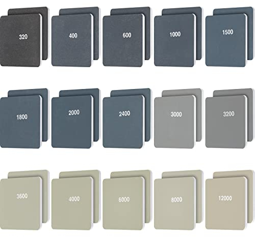 Honoson 30 Stück Schleifpads Set 5 x 5 cm Doppelseitige Schleifpapier Pads Weiche Schleifpads für Kunststoff Acryl Holz Sortiert Schleifpads zum Polieren Modell Schleifset Werkzeug von 320 bis 12000