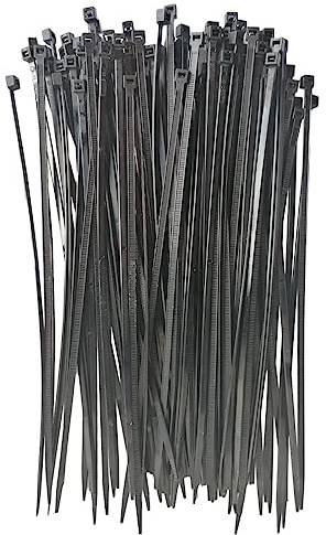CASTEELS - COLLIERS DE SERRAGE PLASTIQUES NOIR TYPE RILSAN - LOT 100 ATTACHE SERRE CABLES 4.5 mm x 280 mm