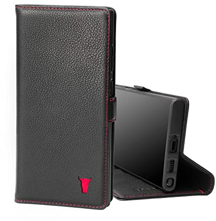 TORRO Hülle kompatibel mit Samsung Galaxy S22 Ultra 5G – Premium Leder Hülle mit Standfunktion und Kartenfächern (Schwarz)