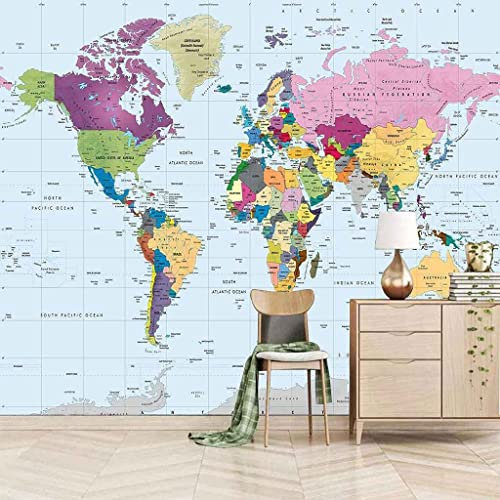 GHASOO Photo Wallpaper 3D Mural Colored World Map Peel and Stick Removable Wall Poster Tv Background Decorative Wall Art Wall Art for Kids Room Living Room Bedroom 157X 110