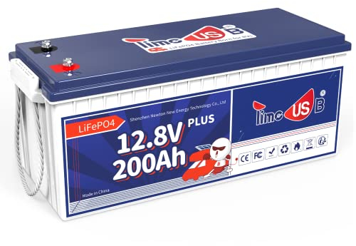 Timeusb 12V 200Ah PLUS LiFePO4 Batterie, integriertes 200A BMS, Tiefzyklus-Batterie mit max. 2560W Ausgangsleistung, perfekt für Ihr Wohnmobil, Solaranlage, Off-Grid, Wohnwagen usw