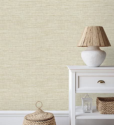 GAULAN 682345 - Papel pintado vinílico ecológico efecto fibra vegetal tejida teñida con textura en relieve para pared salón cocina baño pasillo comedor - Rollo de 10 m x 0,52 m