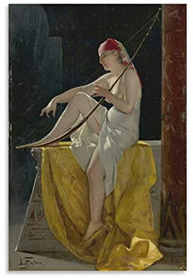Luis Ricardo Falero Leinwand-Poster, ägyptische Frau mit Harfe, 40 x 60 cm
