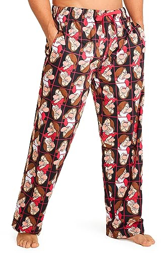 Disney Mens Pyjama Bottoms PJs Loungewear Nightwear Teenagers Comfy Soft Trousers Lounge Pants with Pockets Sleepwear Gifts for Men (XL, Red Grumpy)