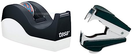 tesa Easy Cut Tischabroller ORCA - rutschfest, einfache Handhabung, sauberer Schnitt & Rapid Entklammerer C2 (Metall) schwarz