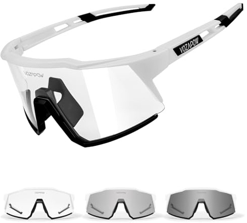 VOZAPOW Photochromic Sports Sunglasses XL for Men Women, TR90 Frame Cycling Glasses for Baseball, Running, Hiking
