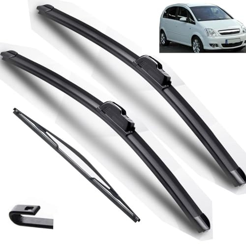 Essuie-glace de voiture compatible avec Opel Meriva A 2003-2010 Balais d'essuie-glace avant arrière en caoutchouc souple for pare-brise automatique 24+24+16 2007 2008 2009 (Color : 3 wipers)