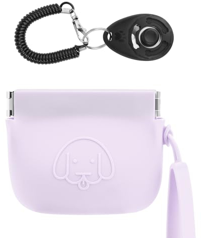 FIDWALL Beutel aus Silikon für Leckereien für Hunde, automatischer Verschluss, mit Clickers zur Ausbildung für Hunde, Spaziergänge für Hunde und Katzen, Taschenformat, leicht zu reinigen, Reisetasche