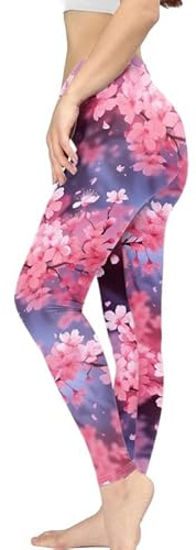 Kuiaobaty Leggings de fitness para niñas, pantalones de pilates transpirables, arte Van Gogh, tortugas, hongos, gimnasio, entrenamiento, mallas atléticas, Flor de cerezo, M