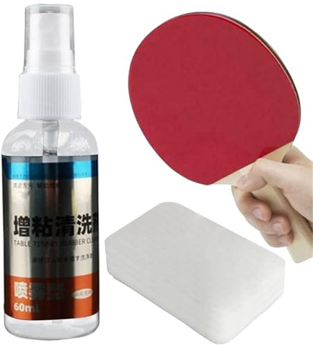 Tischtennisschläger-Reiniger, Tischtennis-Schlägerreiniger, 60 ml Tischtennisschläger-Reiniger mit doppelseitigem, Tennisschläger-Reinigungsset