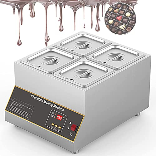 Olla para derretir chocolate profesional, Fondue eléctrica para derretir chocolate con control digital de 500 W, Máquina templadora de chocolate de 20 libras, Acero inoxidable, Quema en seco, Calenta
