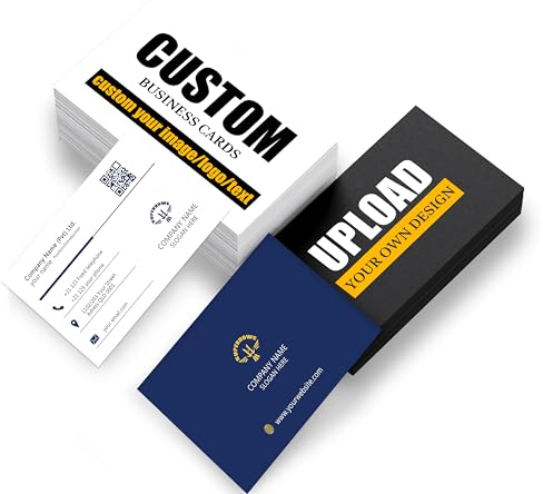Visitenkarten Personalisiert 200/500/1000 Stück individuell mit Logo, Text, Foto Anpassbar für Business, Unternehmen, Startup & Privat, 9,0 x 4,5 cm wasserdichter doppelseitiger Druck (1000)