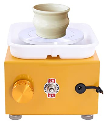 biusgiyeny Töpferset, Elektrische Töpferscheibe Keramik Diac Maschine Drehscheibe, 10cm Keramikteller für Keramikarbeiten Keramik Clay Art Craft (Gelb)