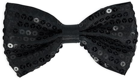 AUSUAYA DE- BT-G3 - Nœud papillon à paillettes - Pour enfant de 3 à 8 ans - Longueur réglable - Pour carnaval, Noir , taille unique