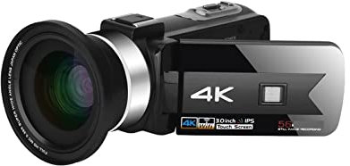 AUBEST Caméra vidéo Caméscope Caméscope de Vision nocturne 4K for l'enregistrement vidéo enregistreur numérique Vlog extérieur caméras photographiques Portables IR(64G SD Card,Set 4)
