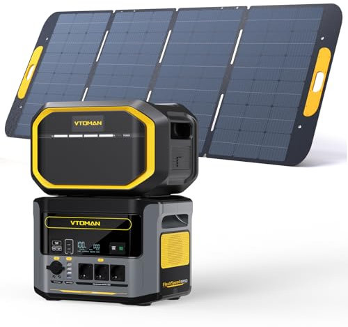 VTOMAN FlashSpeed 1500 Tragbare Powerstation 3096Wh - 1500W(Spitze 3000W) Solar Generatoren Paket (Inklusive Zusatzbatterie & 400W Solarpanel), LiFePO4 Batterie 12 Ausgangsport für Notstrom, Camping