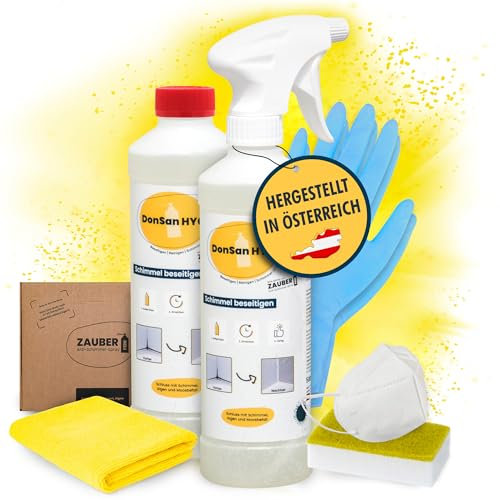 Zauberfein - Schimmelpilz Entferner Spray Großes Paket, 2x 500 ml, Schnell Wirkendes, Gebrauchsfertiges Anti-Schimmel Spray und Desinfektionsmittel mit Aktivchlor für Feuchträume wie Bad und Keller