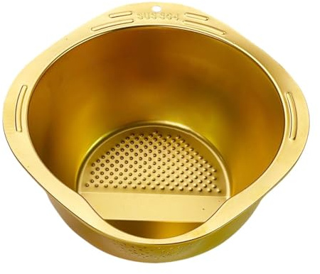 DimyFew Colino per Lavare Il Riso, Piccolo scolapasta, utensile da Cucina in Acciaio Inox, Facile da Pulire, sciacquatore per Verdure con scolapiatti Laterali, Oro