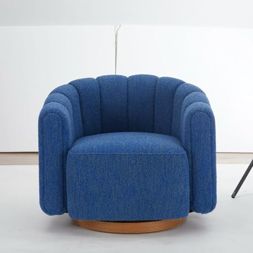 Drehsessel Freya, 100 % Leinen, gekräuselt, blau