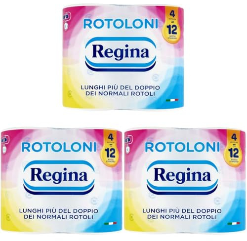 Regina Queen Long piú Double The Normal Rolls Toilettenpapierrollen, Weiß, 12x20x23, 4 (Packung mit 3)