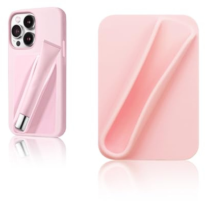Leeneen Lippenstift Handyhülle, Silikonhülle mit Lipgloss-Halter für iPhone & Android (Rosa)