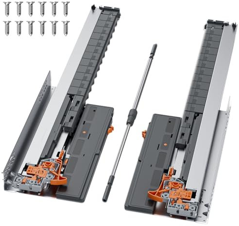 SIGOE Push to Open & Soft Close Undermount Drawer Slide 20 Inch Full Extension Drawer Slide Concealed 45.4 kg Load Capacity 1 Pair (Push to Open & Soft Close Drawer Slides, 20 Inch)