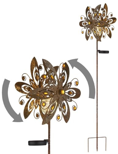 GLOBO LIGHTING Solljus utomhu LED vindsnurra rostfärg trädgård dekoration H 124 cm