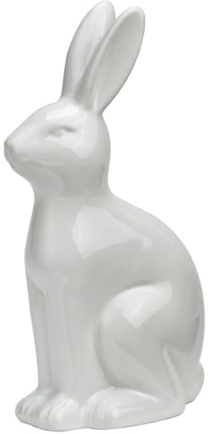 matrasa Osterhase weiß glänzend - Keramik Hase Figur Osterdeko Dekofigur Dekohase 13x25x8cm